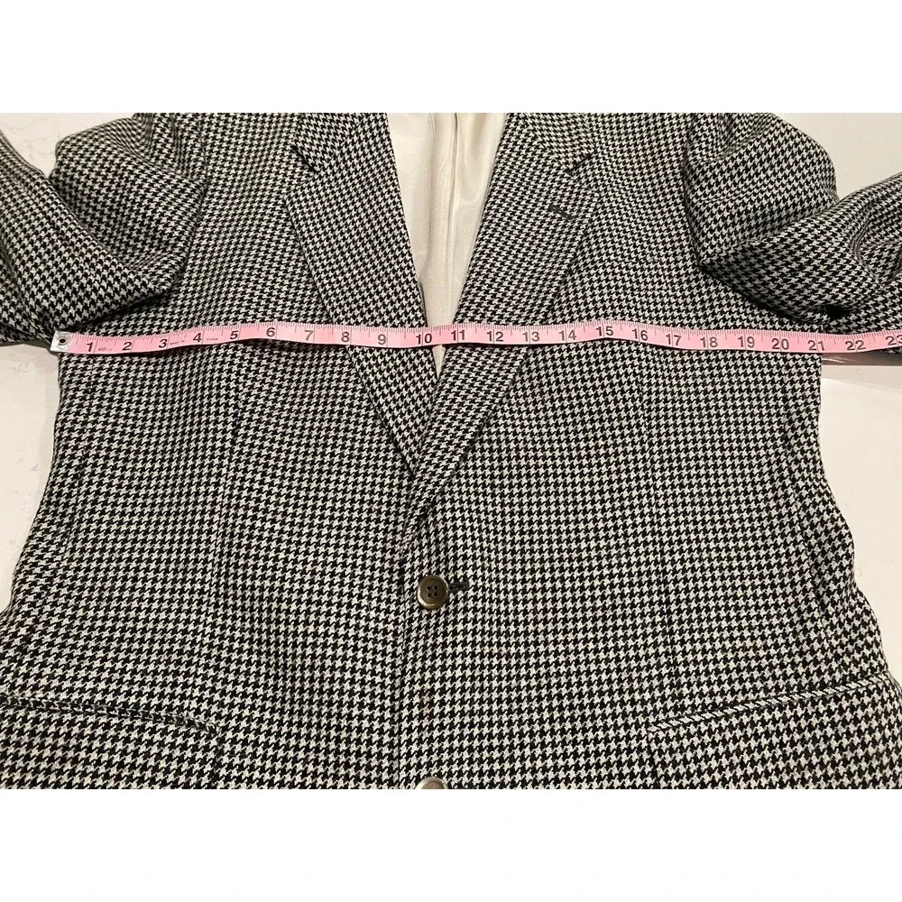 Vintage Oscar de la Renta Blazer Mens 42R Houndstooth Hand Tailored Preppy Wool